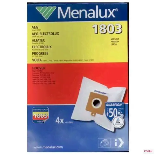 Мешки для пылесоса HOOVER TCP, TFS, TW, Тип HOOVER H63 Menalux 1803-0